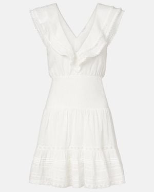 Poupette Della Ruffled Cotton Minidress - White