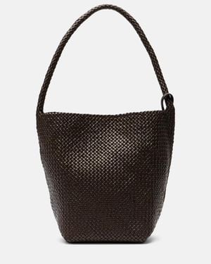 The Row N/S Park Medium Woven Leather Shoulder Bag - Black