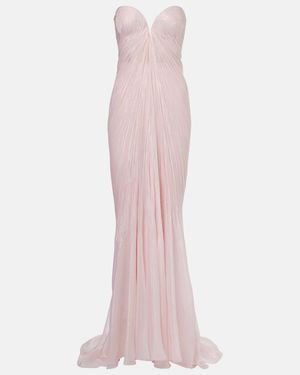 Maria Lucia Hohan Meilien Pleated Silk-Blend Chiffon Gown - Pink