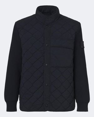 Stone Island Ghost Ribbed-Knit Quilted Jacket - Blue