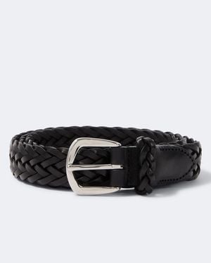 Lardini Braided Leather Belt - Black