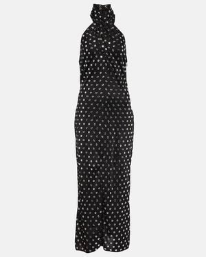 Alaïa Embellished Halterneck Midi Dress - Black