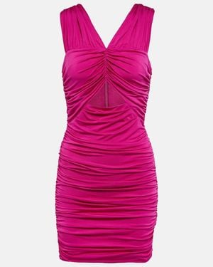 LoveShackFancy Bayana Ruched Cutout Minidress - Pink