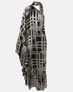 Taller Marmo Betsy Printed Asymmetric Silk-Blend Maxi Dress - White
