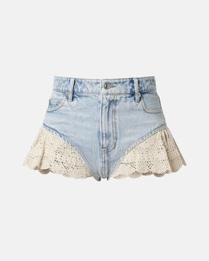 FRAME Crochet Denim Shorts - Blue