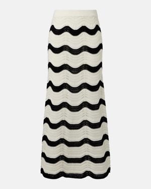 La DoubleJ Chevron Cotton Crochet Midi Skirt - Black