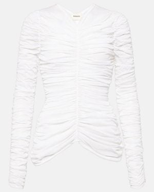 KHAITE Haven Ruched Silk-Blend Top - White