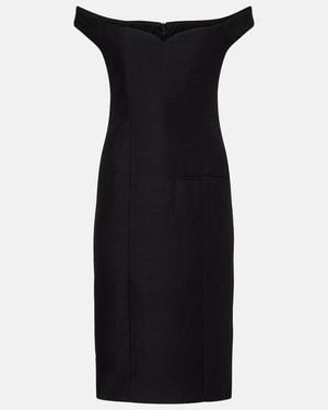 Calvin Klein Bonny Wool And Linen-Blend Midi Dress - Black