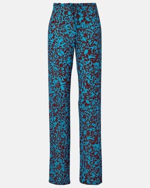 Dries Van Noten Printed Wide-Leg Trousers - Blue