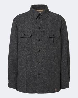 Valentino Vlogo Wool And Silk-Blend Overshirt - Black