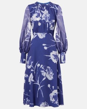 Erdem Floral Silk Voile Midi Dress - Blue
