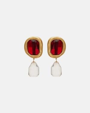 Givenchy Embellished Drop Earrings - Red