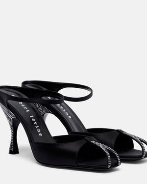 Herbert Levine Hidden Gem Embellished Satin Mules - Black