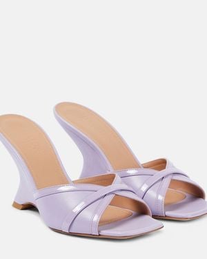 Malone Souliers Perla 85 Leather Wedge Mules - Purple