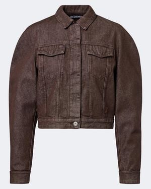 Jacquemus Ovalo Cropped Denim Jacket - Brown