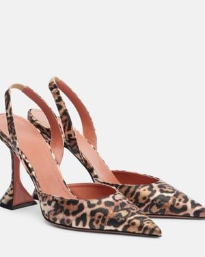 AMINA MUADDI Slingback-Pumps Holli 95 Aus Satin - Braun
