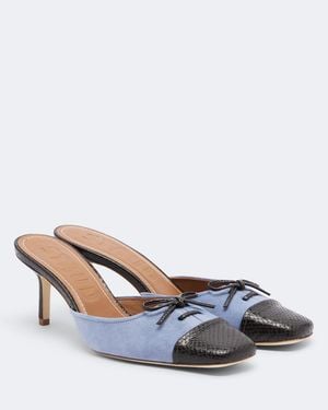 STAUD Mules Faye Aus Veloursleder Mit Leder - Blau