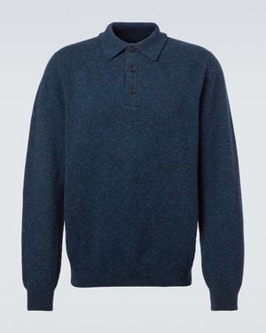 Sunspel Wool Polo Shirt - Blue