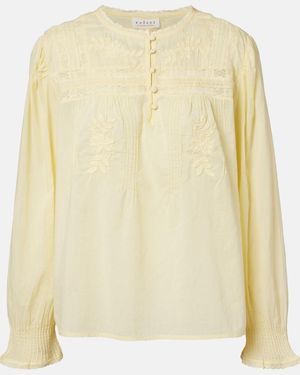 Velvet Byrdie Lace-Trimmed Cotton Blouse - Yellow
