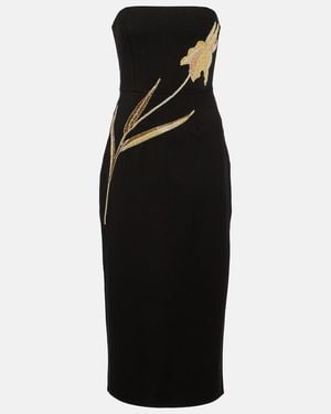 STAUD Brooke Embellished Strapless Midi Dress - Black