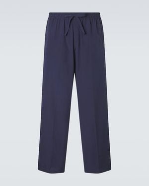 Umit Benan Julian Cotton And Silk Straight Trousers - Blue