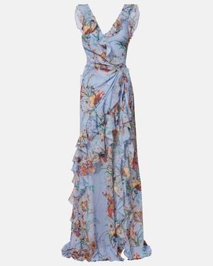 Etro Printed Ruffled Maxi Dress - Blue