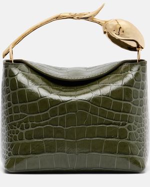 Erdem Bolso Bloom Mini De Piel Con Efecto Cocodrilo - Verde