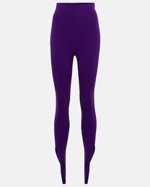 The Attico Jamie High-Rise Stirrup Leggings - Purple
