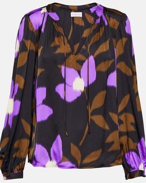 Velvet Isa Printed Satin Top - Purple