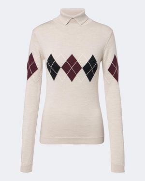 Mugler Rollkragenpullover Aus Schurwolle - Weiß
