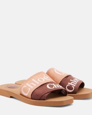 Chloé Pantoletten Woody Aus Canvas - Pink