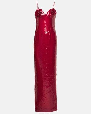 Magda Butrym Floral-Applique Sequined Gown - Red