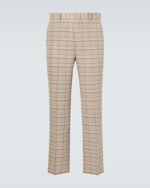 AURALEE Checked Silk And Linen Tweed Straight Trousers - Natural
