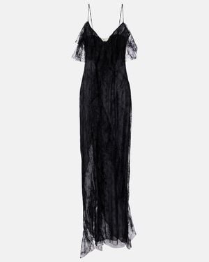 Blumarine Ruffled Sheer Lace Gown - Black