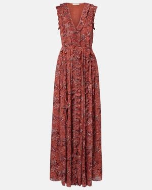 Ulla Johnson Aida Ruffled Silk-Blend Chiffon Maxi Dress - Red