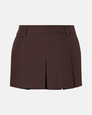 Miu Miu Logo Cotton-Blend Miniskirt - Brown