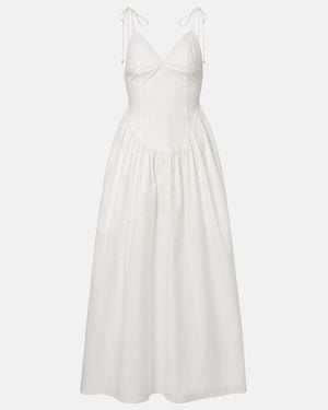 Bananhot Paloma Lace-Trimmed Cotton Poplin Maxi Dress - White