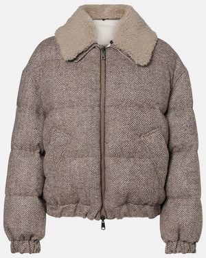 Brunello Cucinelli Wool-Blend Down Jacket - Brown