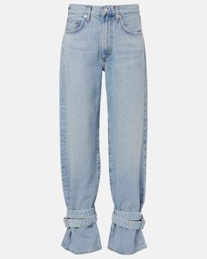 Agolde Cinched Hem Straight Jeans - Blue