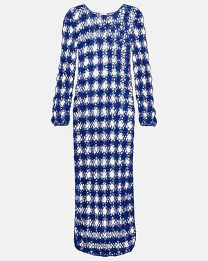 Anna Kosturova Crochet Cotton Maxi Dress - Blue