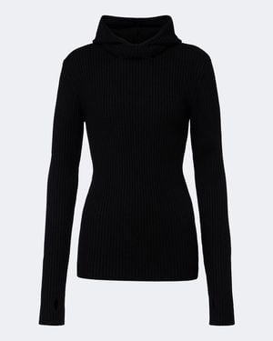Frankie Shop Larice Ribbed-Knit Hooded Wool Jumper - Black