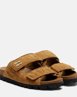 Miu Miu Sandalen Aus Veloursleder - Braun