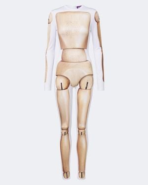 Jean Paul Gaultier Trompe L'Oil Jersey Catsuit - Natural
