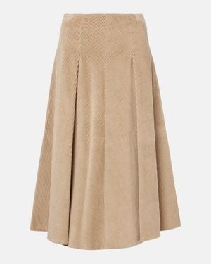 Brunello Cucinelli Cotton Midi Skirt - Natural