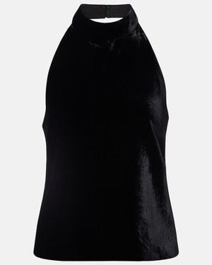 Nili Lotan Peneloppe Halterneck Velvet Top - Black