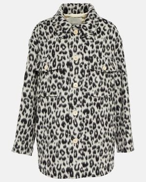 Isabel Marant Odelino Leopard-Print Virgin Wool Jacket - Black