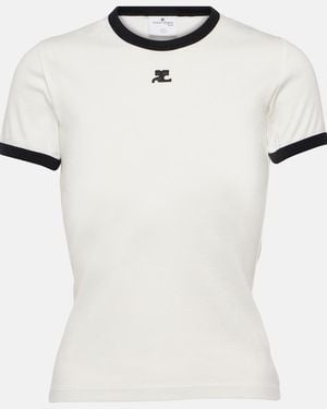 Courreges Logo Cotton Jersey T-Shirt - White