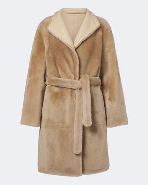 Yves Salomon Reversible Shearling Coat - Natural