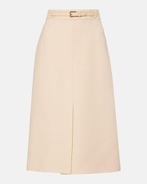 Valentino Crepe Couture Midi Skirt - Natural