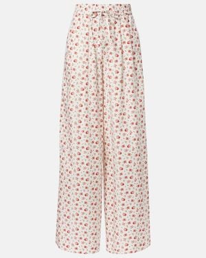 Dolce & Gabbana Floral Cotton-Blend Poplin Wide-Leg Pants - White